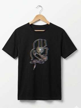 Karl Lagerfield Black Illusion Multicolor Graphic Crewneck Short Sleeve T-Shirt